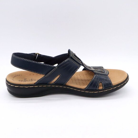 Clarks Leisa Vine Sandals Size 6.5 Navy Blue Slingback Comfort - Picture 5 of 6